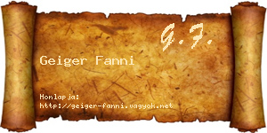 Geiger Fanni névjegykártya